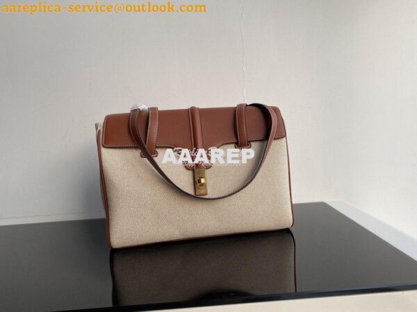 Replica Celine Medium Soft 16 In Textile And Calfskin Natural Tan 1955 7