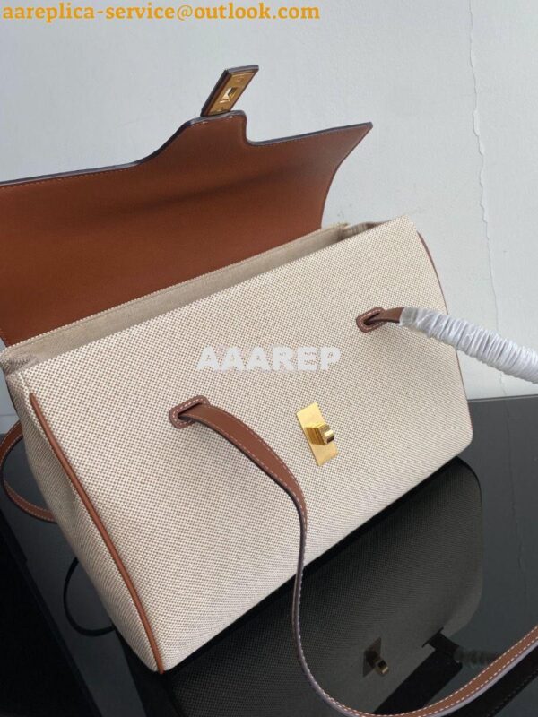 Replica Celine Medium Soft 16 In Textile And Calfskin Natural Tan 1955 9