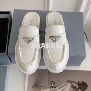 Replica Prada Brushed Leather Mules 1D652M White