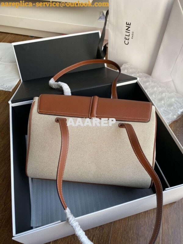 Replica Celine Medium Soft 16 In Textile And Calfskin Natural Tan 1955 9