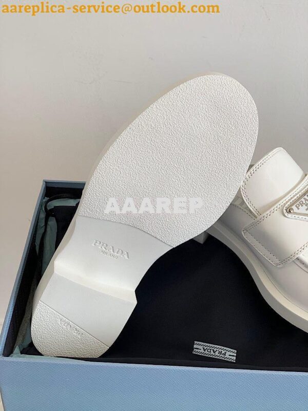 Replica Prada Brushed Leather Mules 1D652M White 10