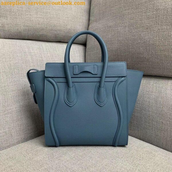 Replica Celine Micro Luggage Tote Bag In Slate Blue Drummed Calfskin 9