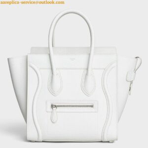 Replica Celine Micro Luggage Tote Bag In White Drummed Calfskin