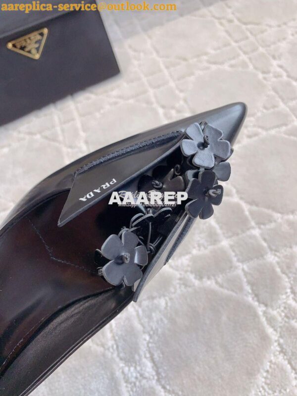 Replica Prada Brushed Leather Pumps With Floral Appliqués 1I300N 6