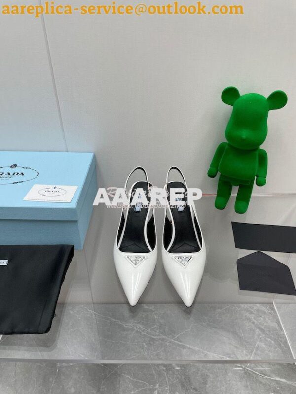 Replica Prada Brushed leather slingback pumps 65mm 1I002N 4