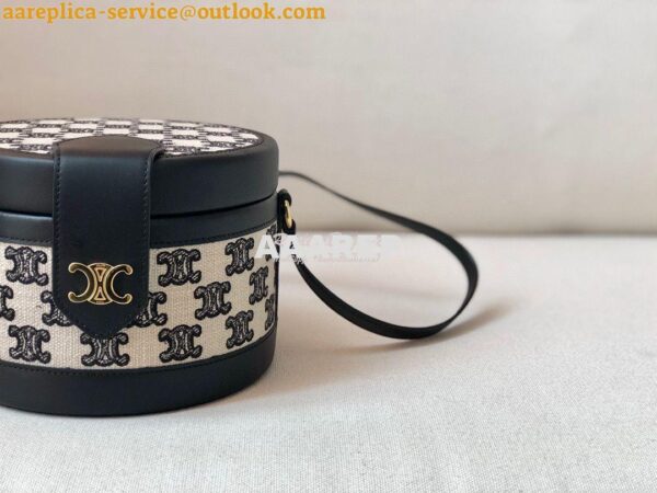 Replica Celine Medium Tambour Bag in Textile With Triomphe Embroidery 7