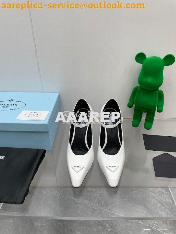 Replica Prada Brushed leather slingback pumps 95mm 1I982M 4