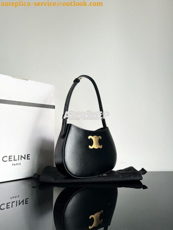 Replica Celine Medium Tilly Bag In Shiny Calfskin 115703B Black 2