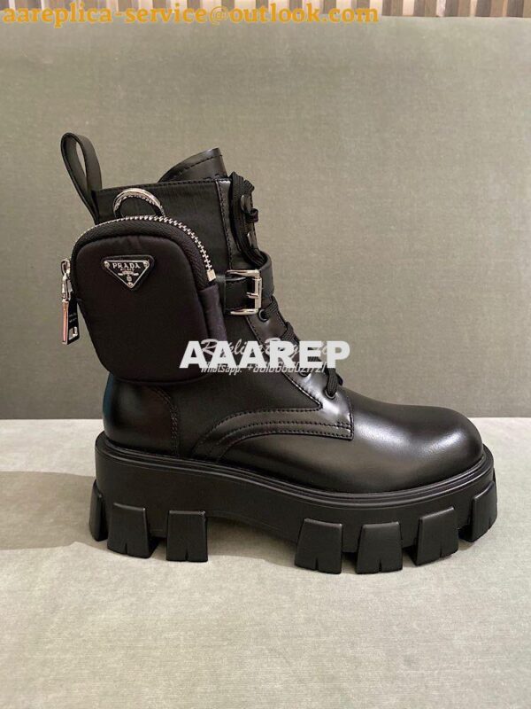 Replica Prada Brushed Rois Leather And Nylon Boots 1T255M Black 5