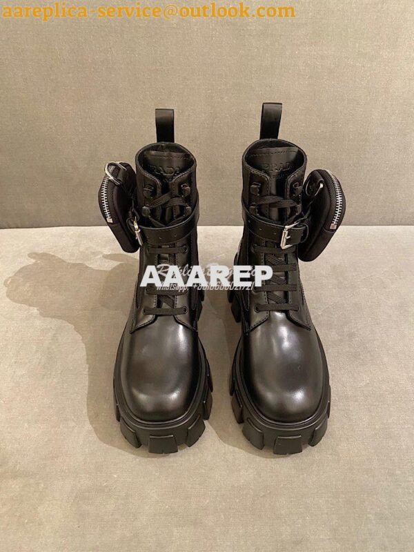 Replica Prada Brushed Rois Leather And Nylon Boots 1T255M Black 6