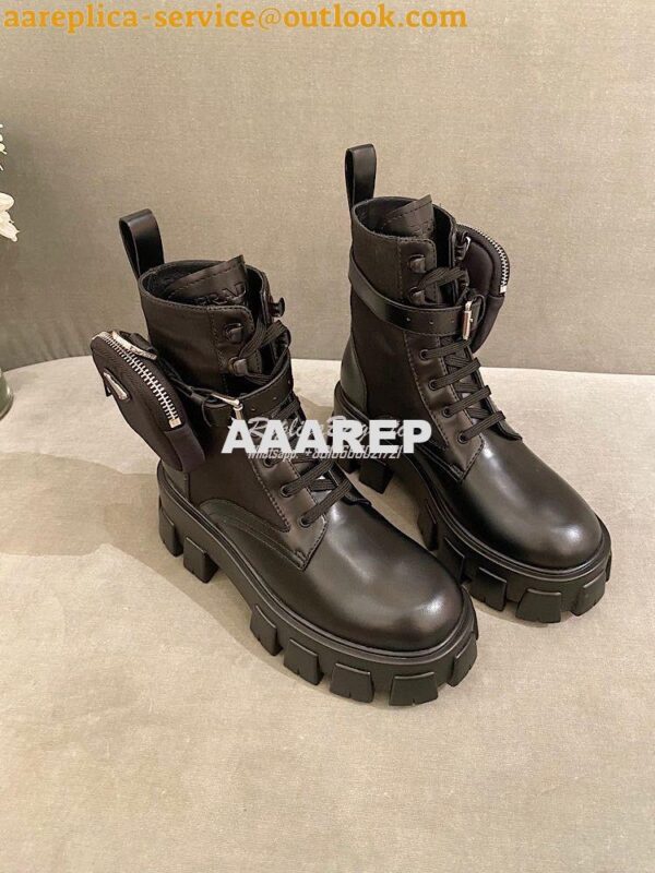 Replica Prada Brushed Rois Leather And Nylon Boots 1T255M Black 7