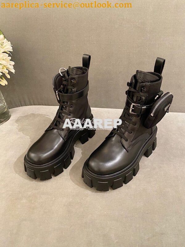 Replica Prada Brushed Rois Leather And Nylon Boots 1T255M Black 8