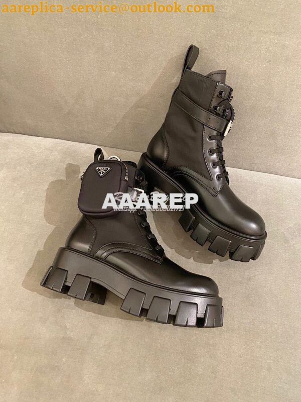 Replica Prada Brushed Rois Leather And Nylon Boots 1T255M Black 9