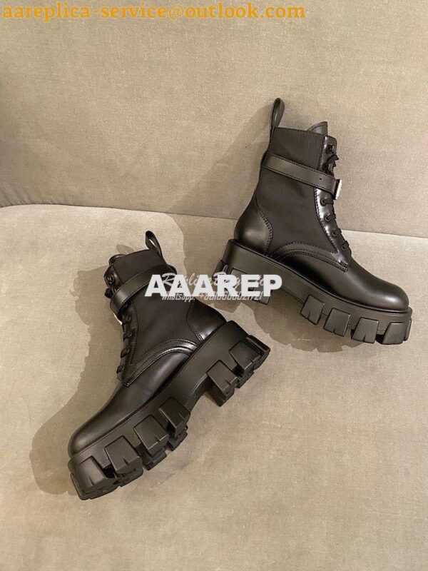 Replica Prada Brushed Rois Leather And Nylon Boots 1T255M Black 10