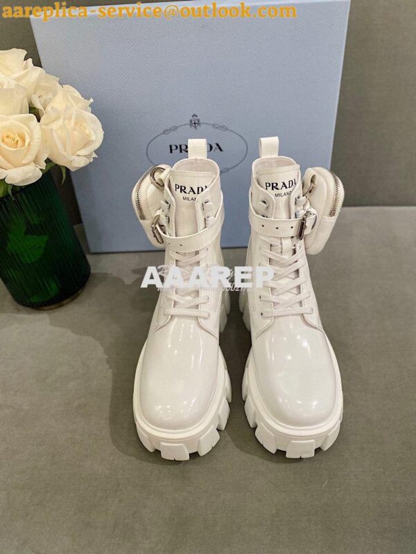 Replica Prada Brushed Rois Leather And Nylon Boots 1T255M White 3