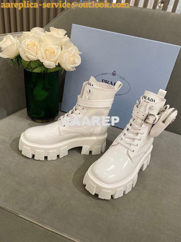 Replica Prada Brushed Rois Leather And Nylon Boots 1T255M White 4