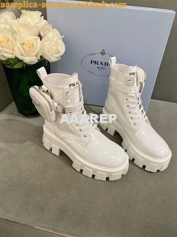 Replica Prada Brushed Rois Leather And Nylon Boots 1T255M White 5