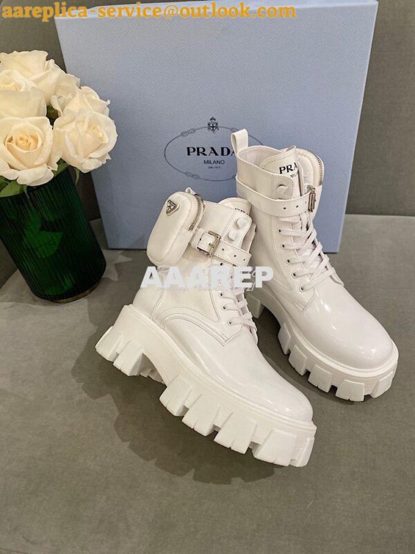 Replica Prada Brushed Rois Leather And Nylon Boots 1T255M White 6