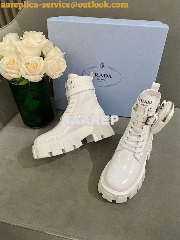 Replica Prada Brushed Rois Leather And Nylon Boots 1T255M White 7