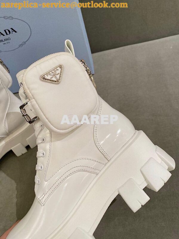 Replica Prada Brushed Rois Leather And Nylon Boots 1T255M White 8