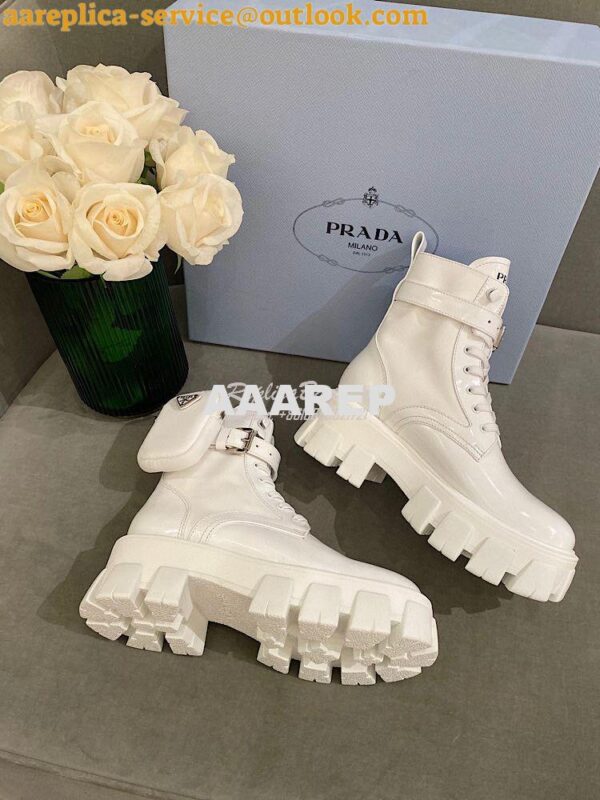 Replica Prada Brushed Rois Leather And Nylon Boots 1T255M White 9