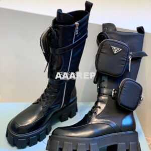 Replica Prada Brushed Rois Leather and Nylon Boots 1W257M