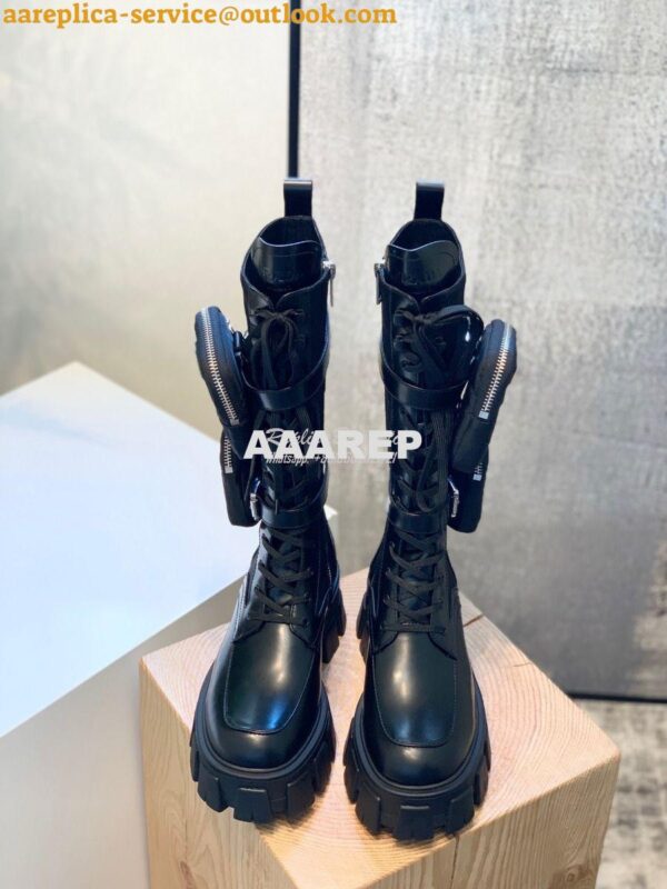 Replica Prada Brushed Rois Leather and Nylon Boots 1W257M 2