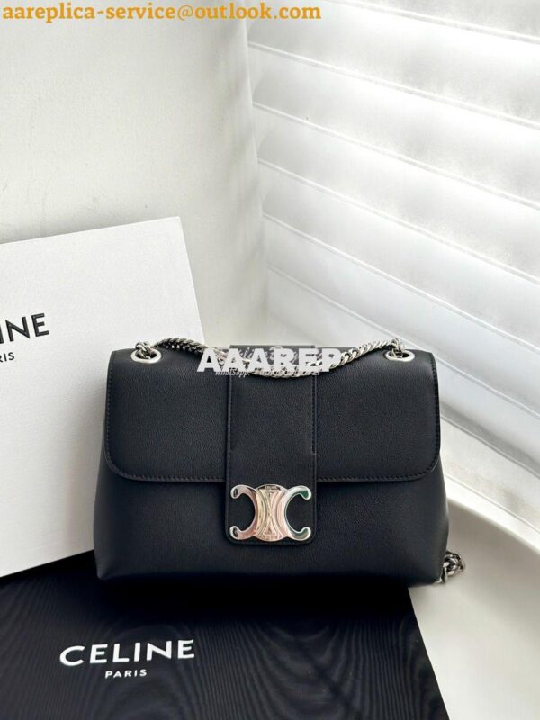 Replica Celine Medium Victoire Bag In Supple Calfskin 115853 Black Sil