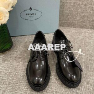 Replica Prada Brushed-leather Derby Shoes 1E877M 2