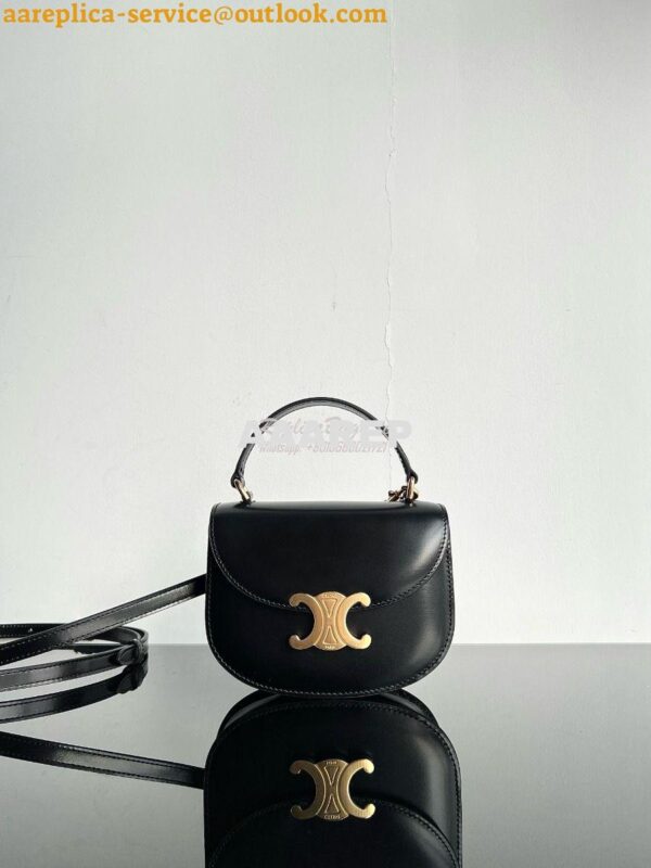 Replica Celine Mini Besace Clea In Shiny Calfskin 10L063 Black 3