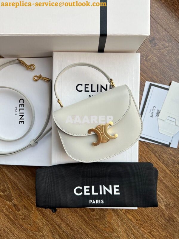 Replica Celine Mini Besace Clea In Shiny Calfskin 10L063 Chalk 2