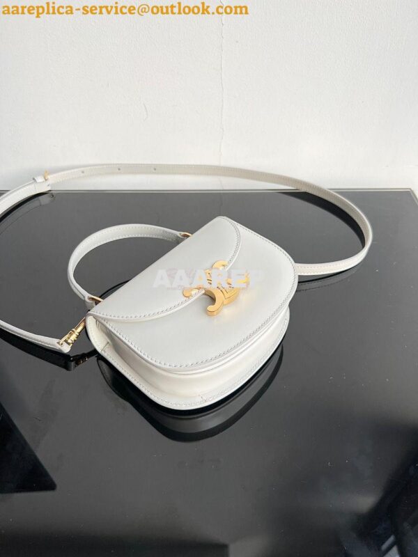 Replica Celine Mini Besace Clea In Shiny Calfskin 10L063 Chalk 5