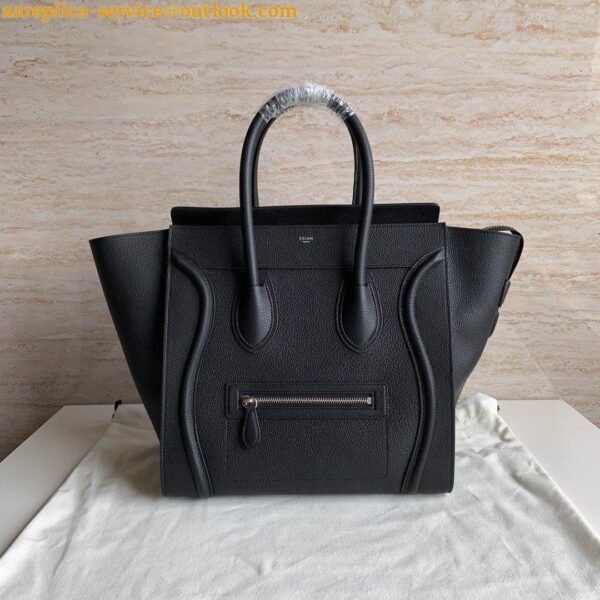 Replica Celine Mini Luggage Tote Bag In Black Drummed Calfskin 4