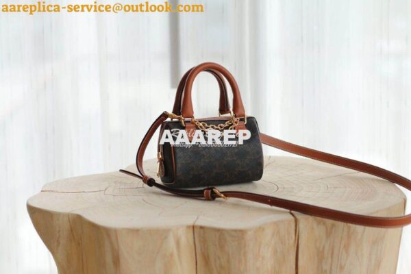 Replica Celine Mini Boston Bag In Triomphe Canvas 195112