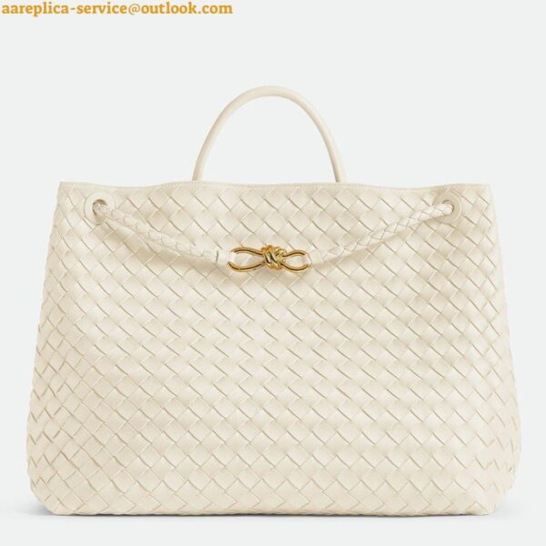 Replica Bottega Veneta Andiamo Large Bag in White Intrecciato Lambskin 3