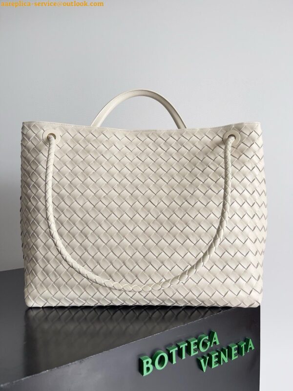 Replica Bottega Veneta Andiamo Large Bag in White Intrecciato Lambskin 8