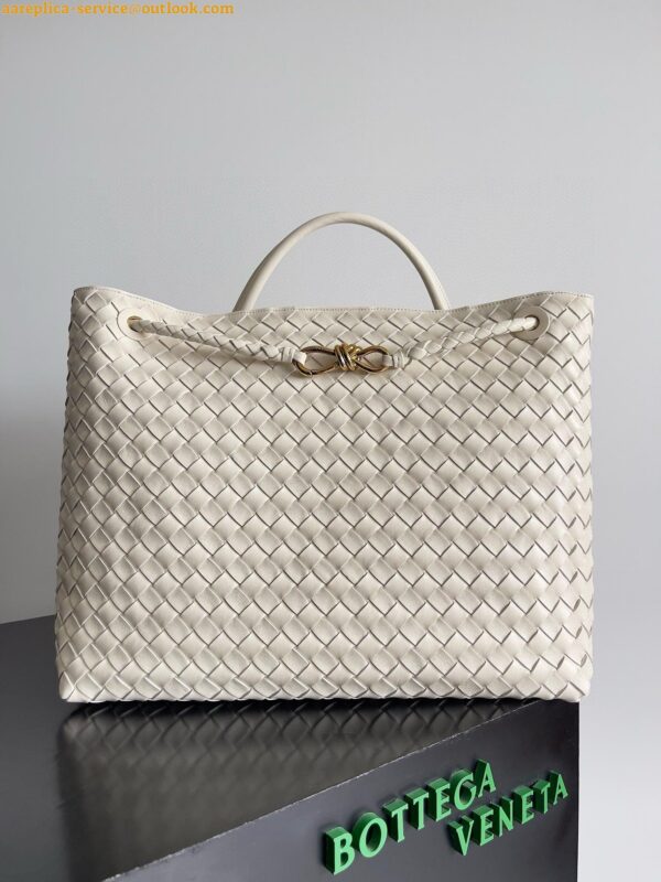 Replica Bottega Veneta Andiamo Large Bag in White Intrecciato Lambskin 11