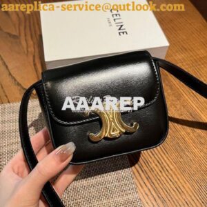 Replica Celine Mini Triomphe In Shiny Calfskin 10I513 Black