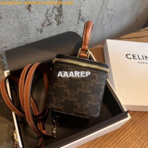 Replica Celine Mini Vanity Case In Triomphe Canvas And Calfskin 10J762 2