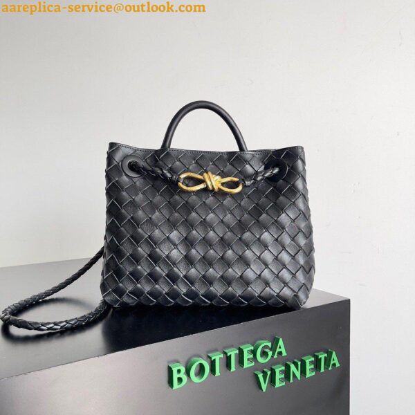 Replica Bottega Veneta Andiamo Small East/West Bag In Black Intrecciato Lambskin 6