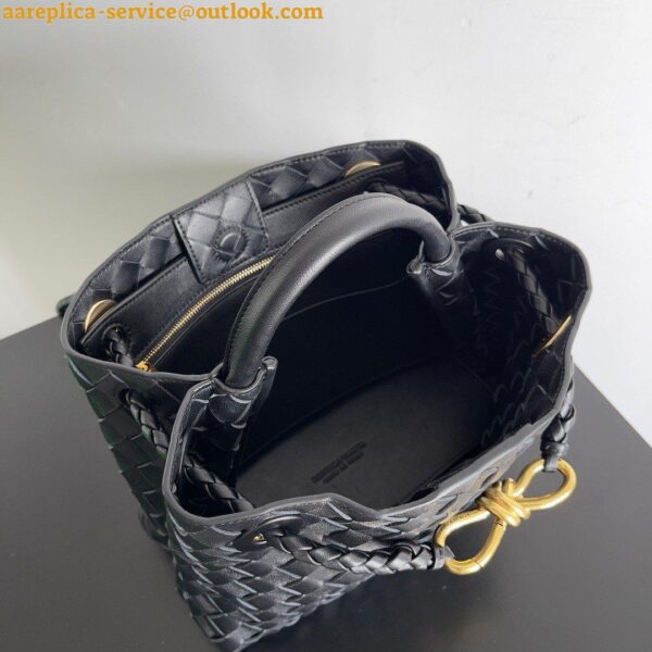 Replica Bottega Veneta Andiamo Small East/West Bag In Black Intrecciato Lambskin 9