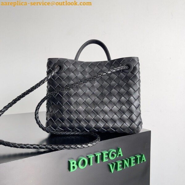 Replica Bottega Veneta Andiamo Small East/West Bag In Black Intrecciato Lambskin 10