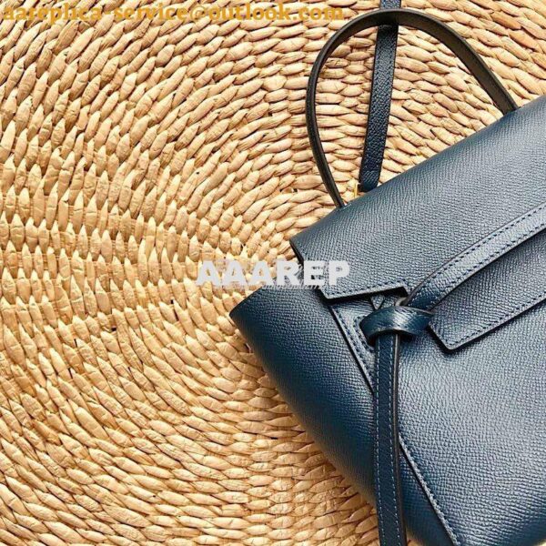 Replica Celine Nano Belt Bag Abyss Blue Grained Calfskin 185003 3