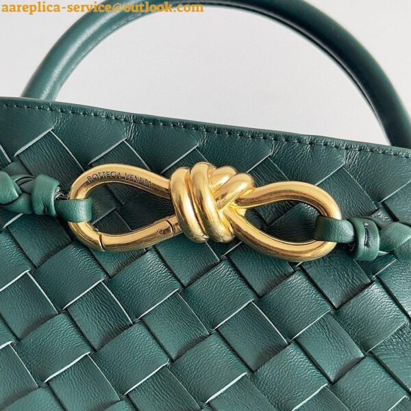 Replica Bottega Veneta Andiamo Small East/West Bag in Green Intrecciato Lambskin 6