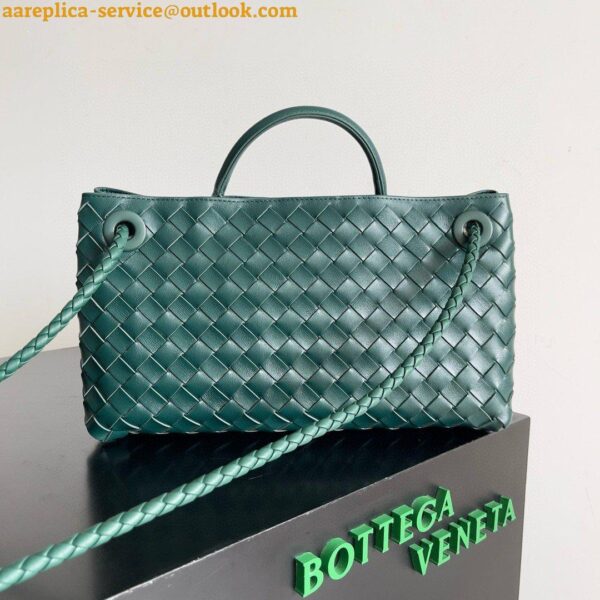 Replica Bottega Veneta Andiamo Small East/West Bag in Green Intrecciato Lambskin 7