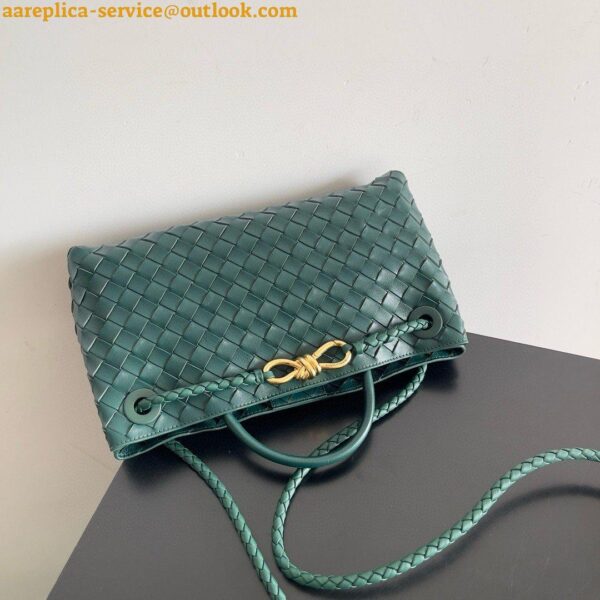 Replica Bottega Veneta Andiamo Small East/West Bag in Green Intrecciato Lambskin 10