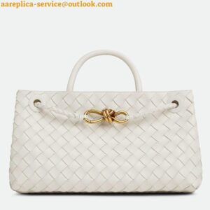 Replica Bottega Veneta Andiamo Small East/West Bag in White Intrecciato Lambskin