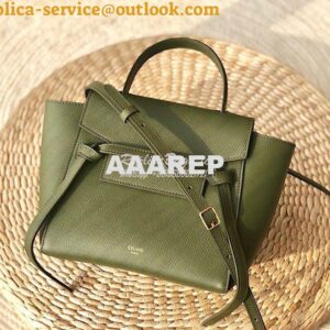 Replica Celine Nano Belt Bag Army Green Grained Calfskin 185003