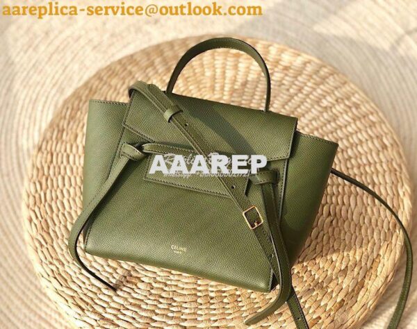 Replica Celine Nano Belt Bag Army Green Grained Calfskin 185003