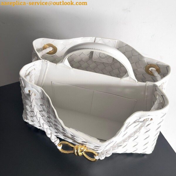 Replica Bottega Veneta Andiamo Small East/West Bag in White Intrecciato Lambskin 7